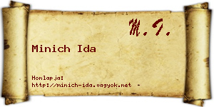 Minich Ida névjegykártya
